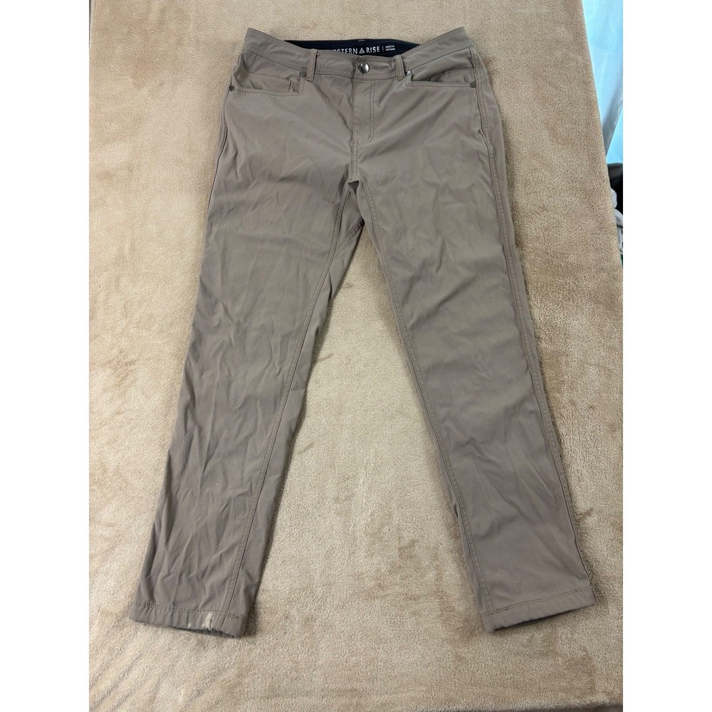 Western Rise Pants Men's Size‎ 33 Beige Nylon Stretch Good Condition Stain